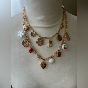 Layered charm necklace